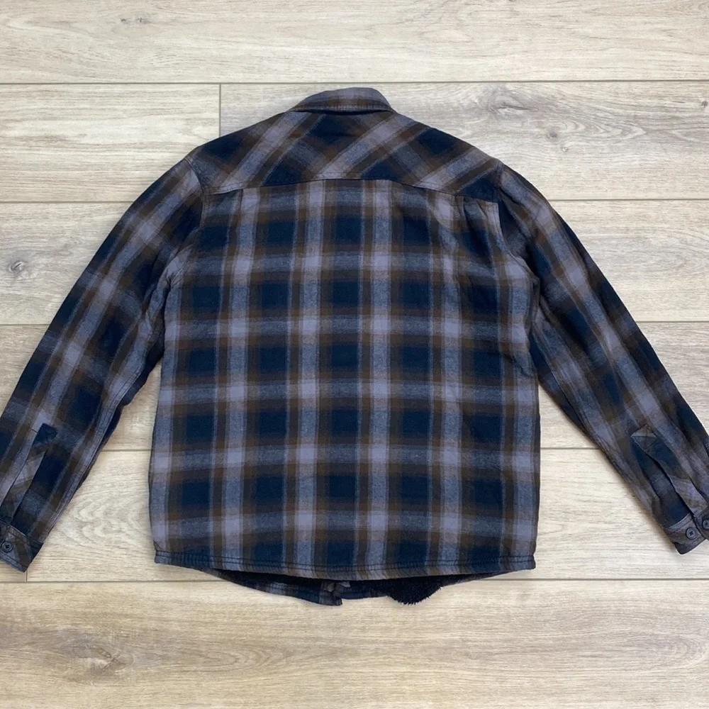 Boston‎ Traders Sherpa Plaid Flannel Shacket Shirt Jacket Grunge Casual Lined